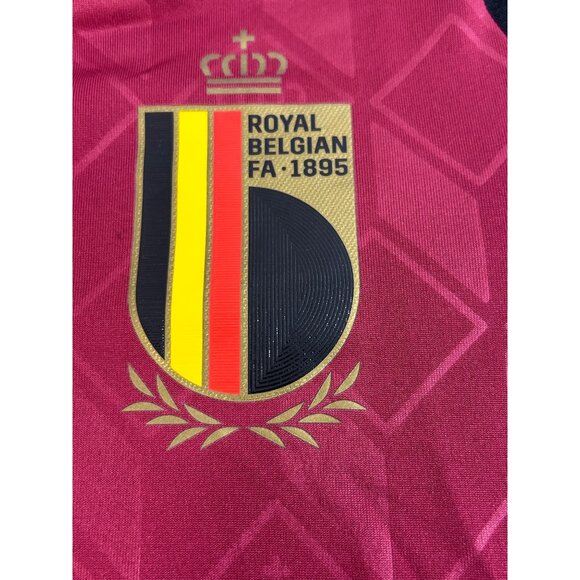 Adidas Royal Belgian Soccer Jersey S Slim Fit Burgundy Black Gold Short Sleeve - Picture 5 of 16